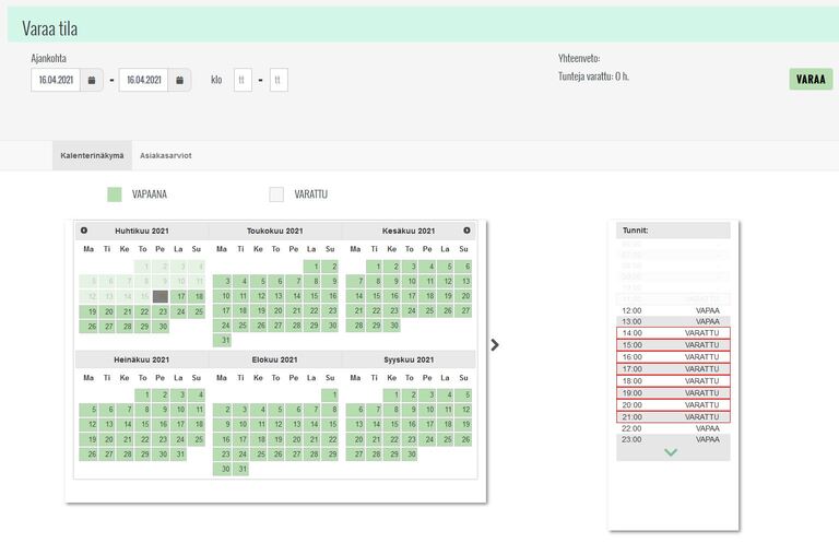 Online Booking Space Services Screenshot